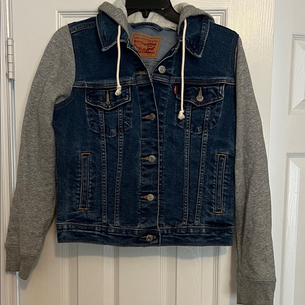 Levi's Blue Jean Jacket with Gray Sleeves